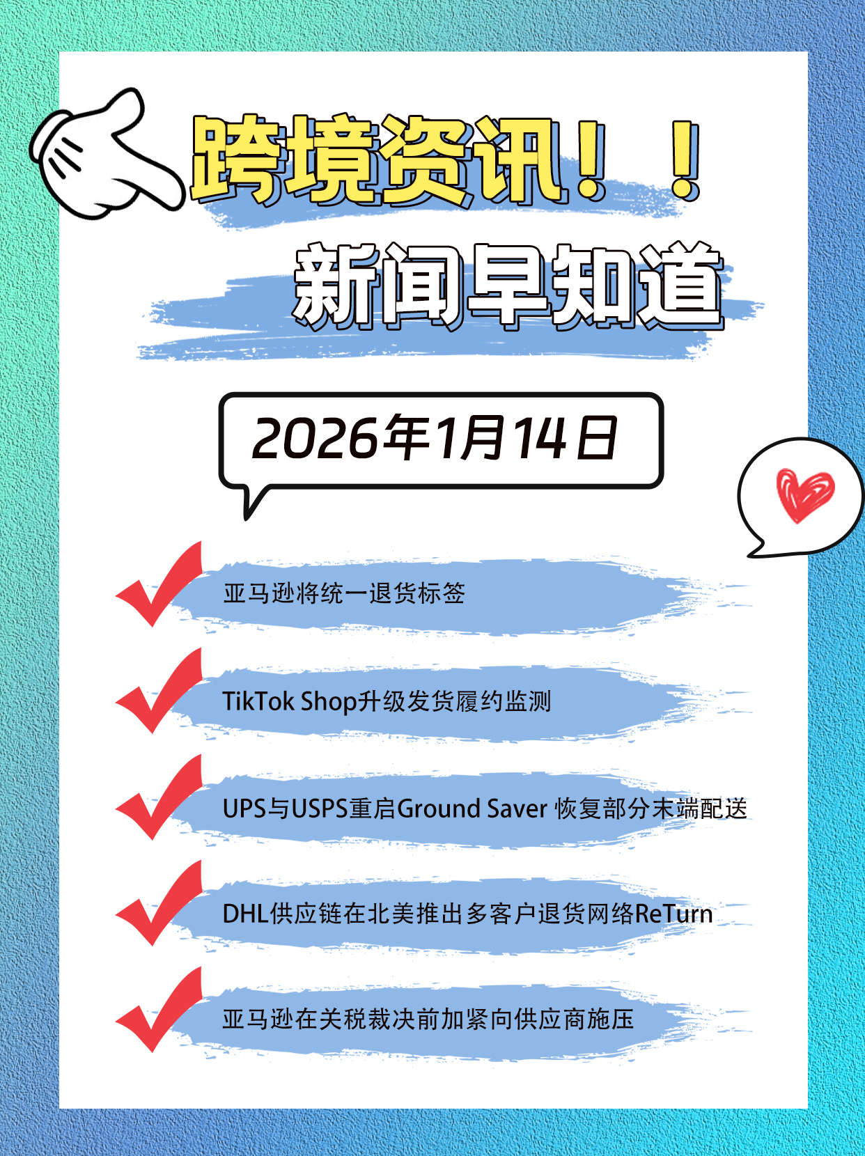 亚马逊退货新规、TikTok发货监管升级...